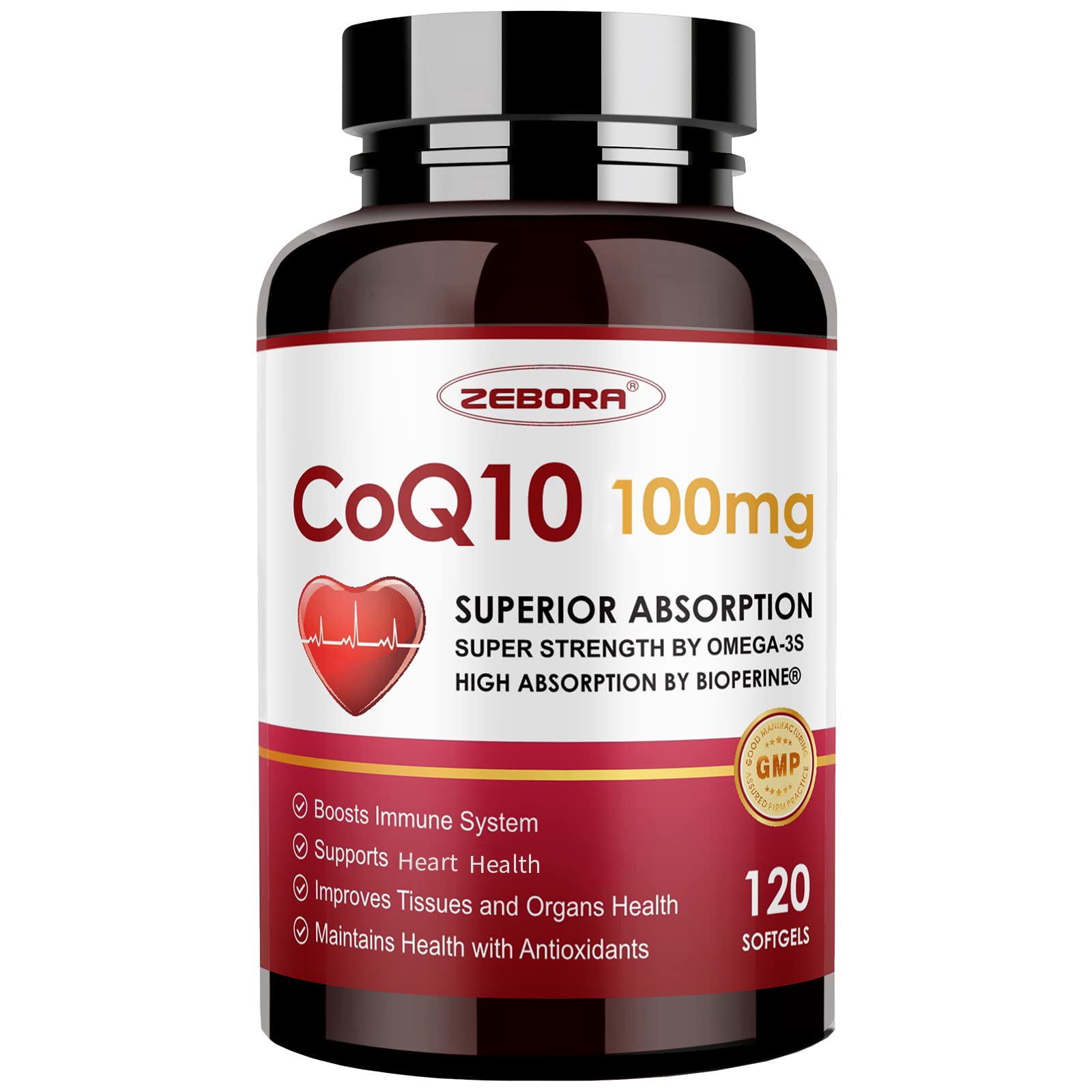 Hero image of ZEBORA CoQ10 100mg softgels with PQQ, BioPerine and Omega-3