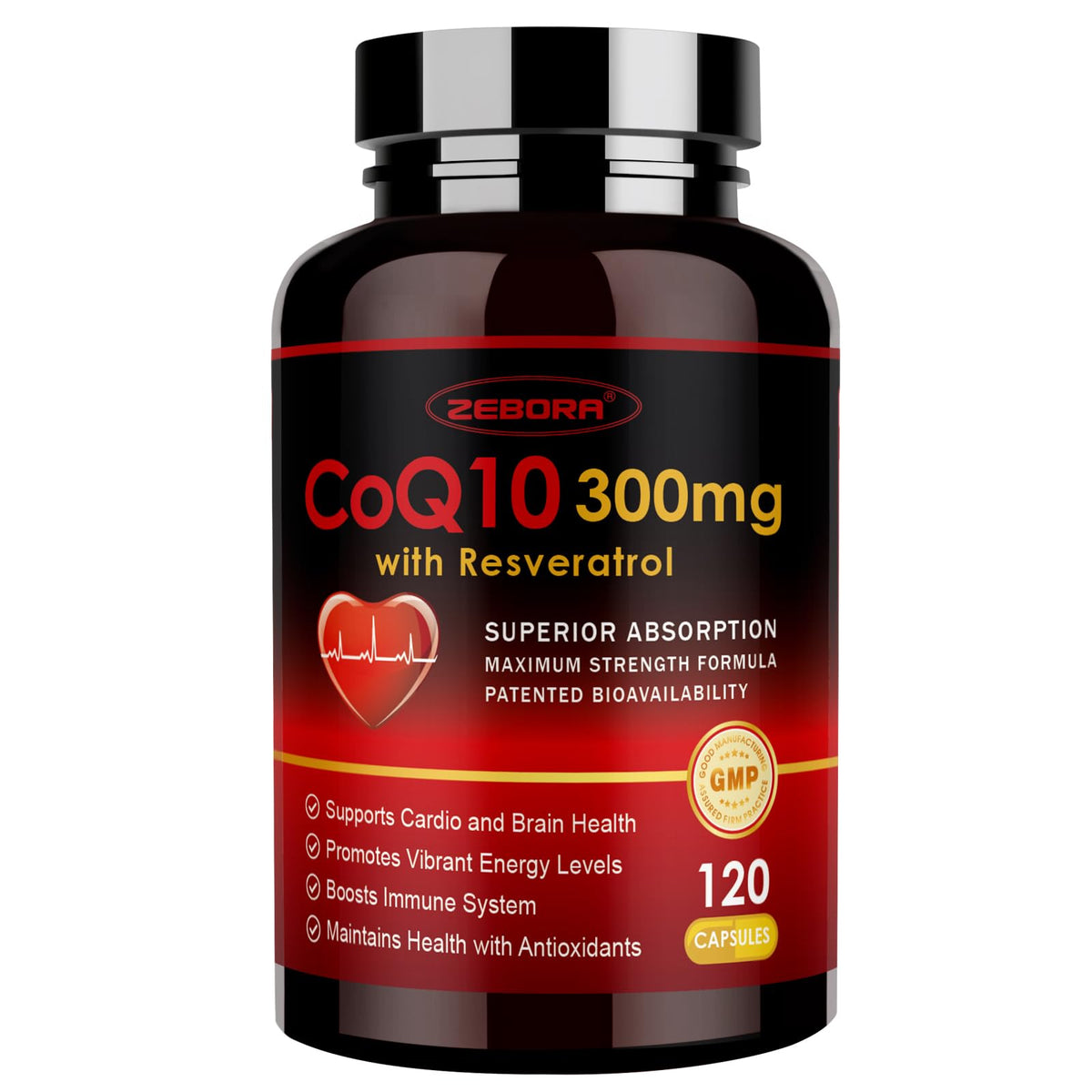 Bottle label of ZEBORA CoQ10 300mg