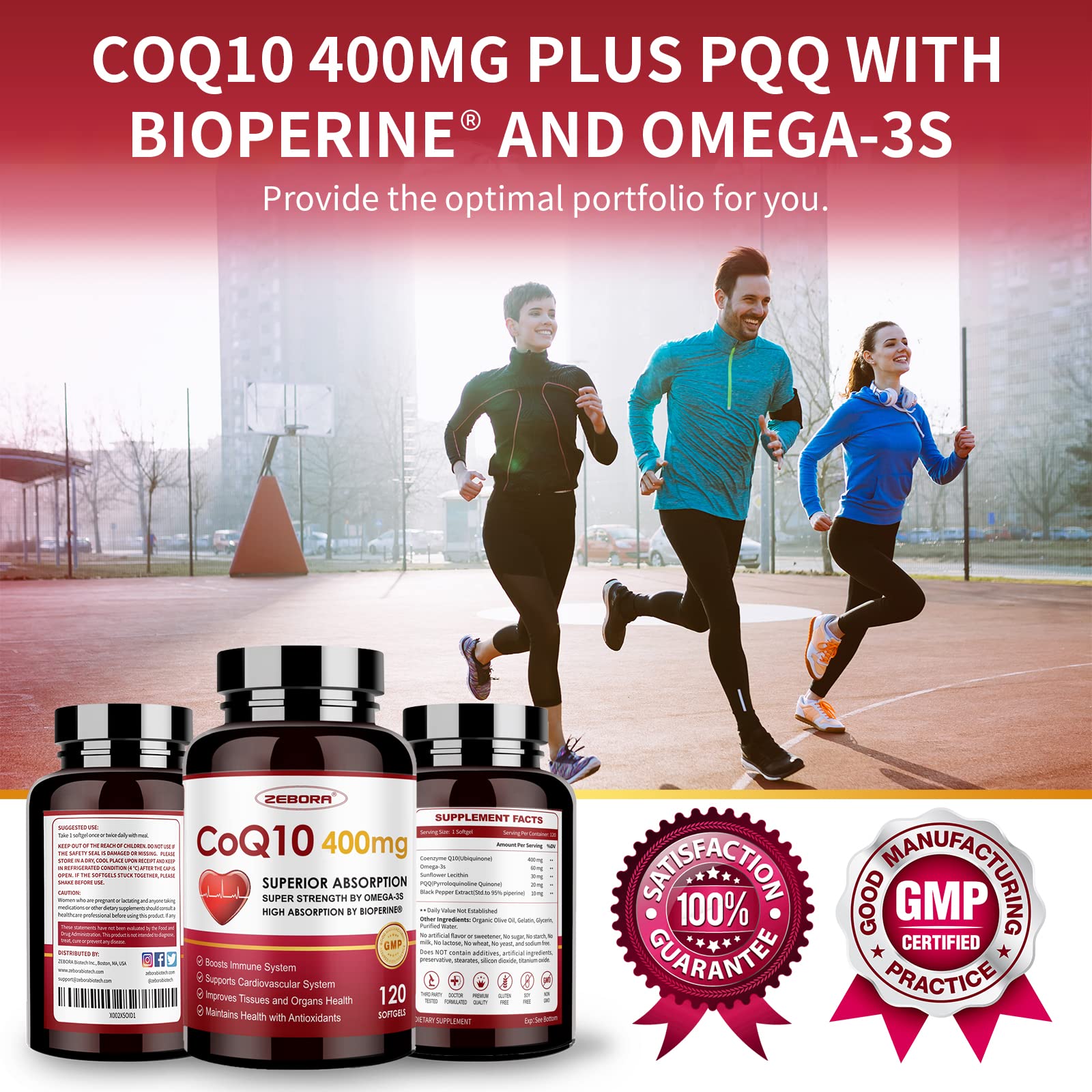 Lifestyle image: healthy heart and energy concept featuring ZEBORA CoQ10