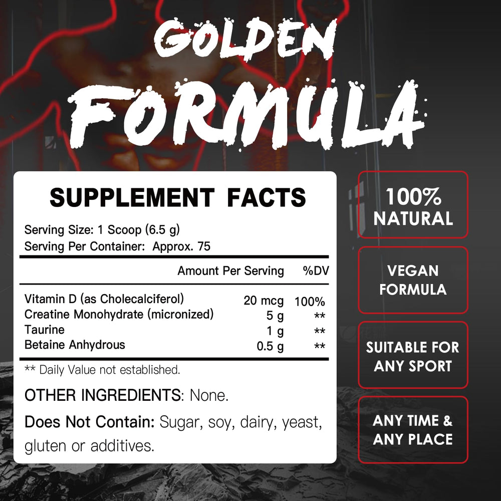 Close-up of ZEBORA Creatine Monohydrate powder in jar