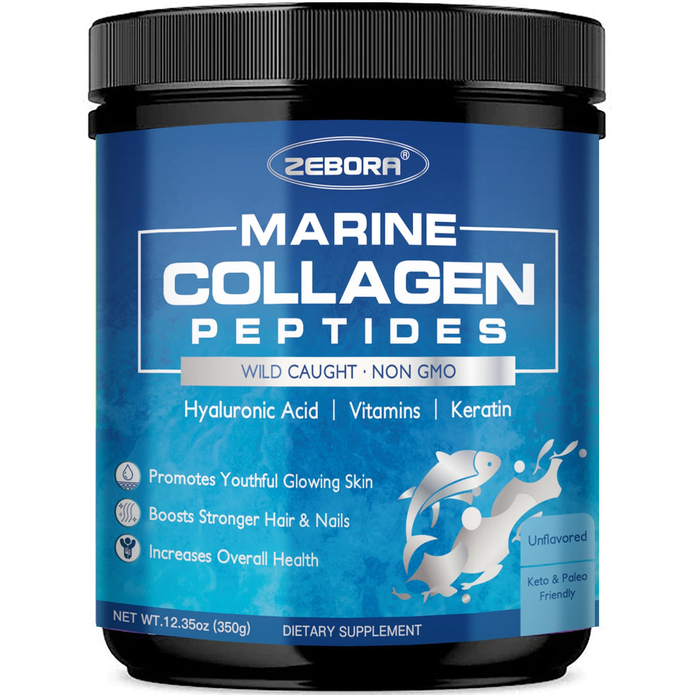 ZEBORA Marine Collagen powder jar on shelf