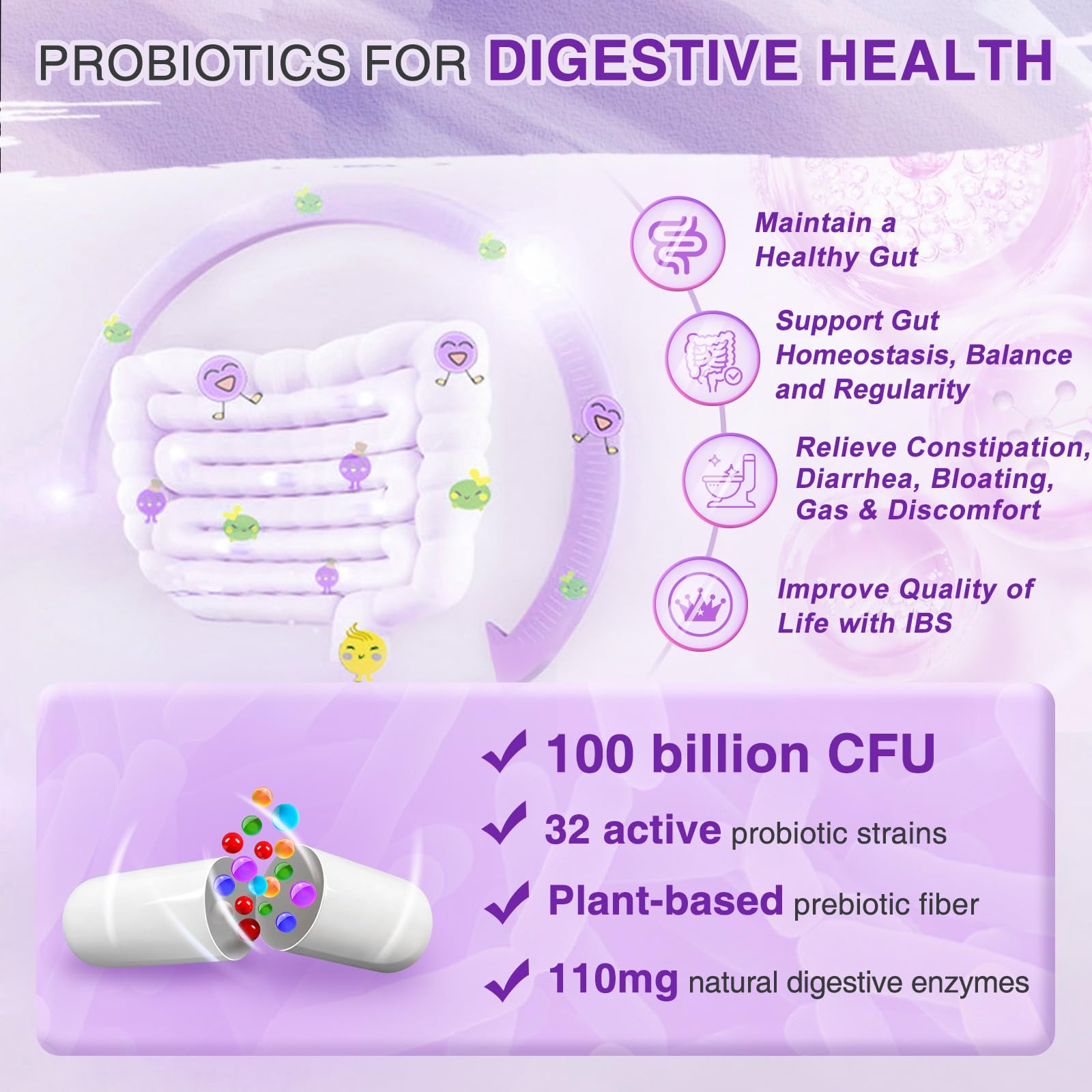 Probiotic capsules with a scoop of prebiotics fiber