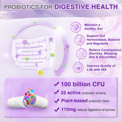 Probiotic capsules with a scoop of prebiotics fiber