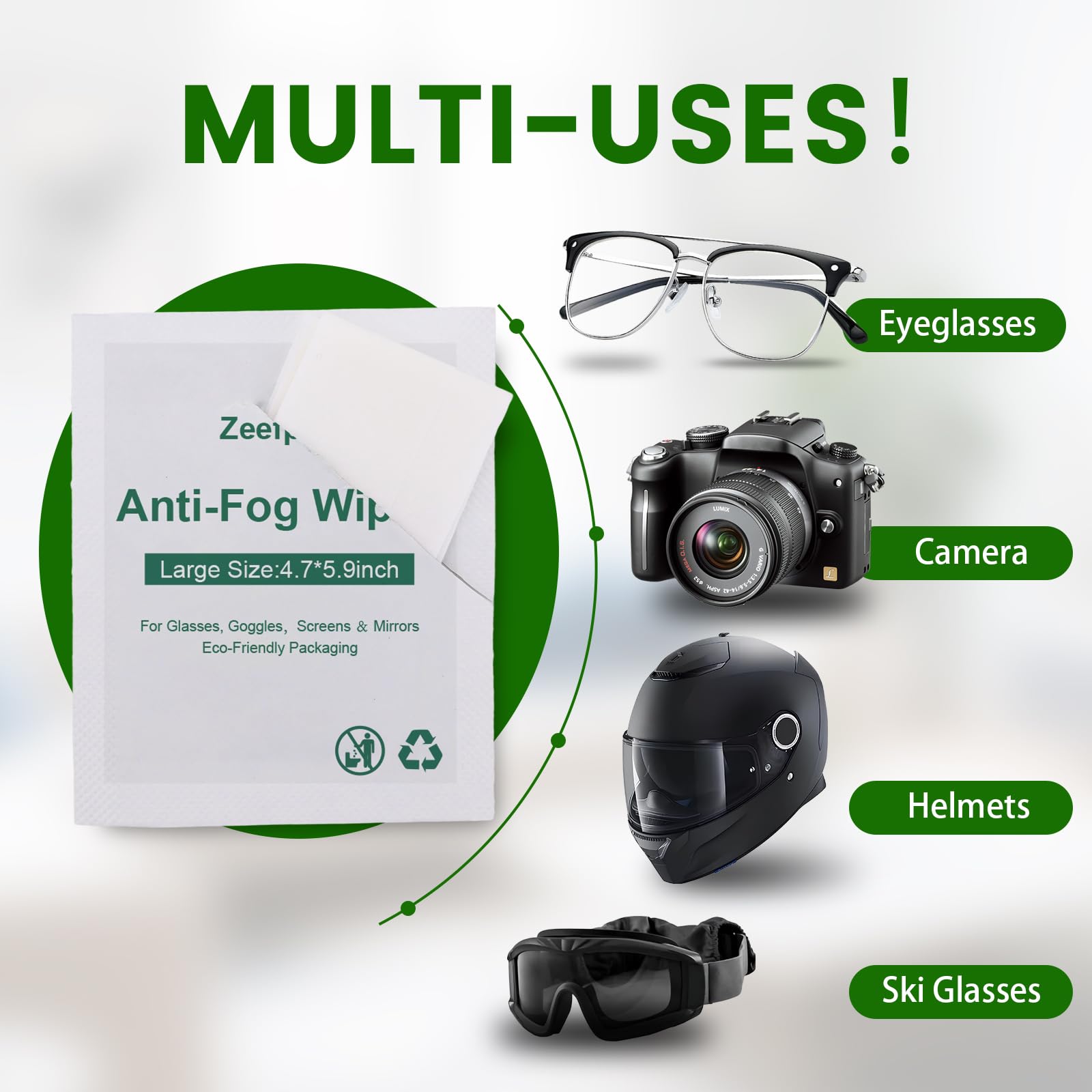 Wipe being used on eyeglasses to prevent fog