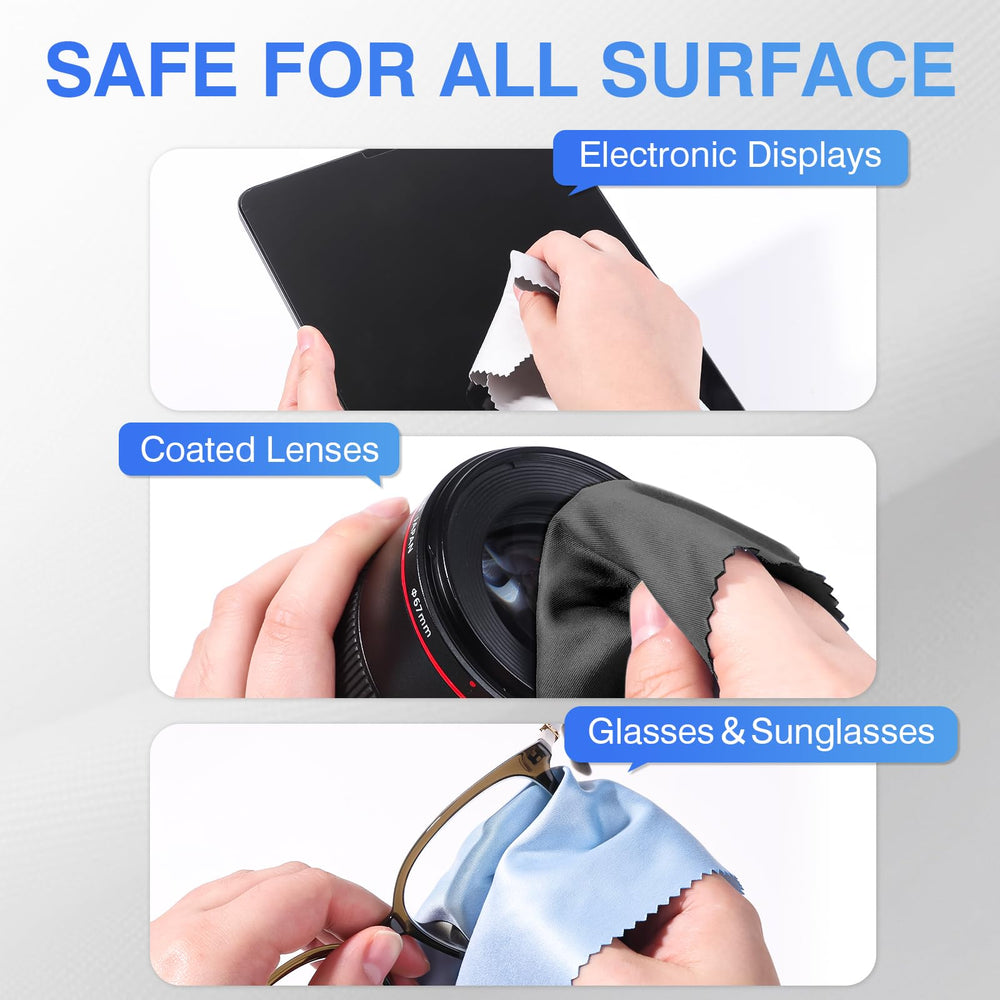 Microfiber cloths suitable for glasses, phones, and screens