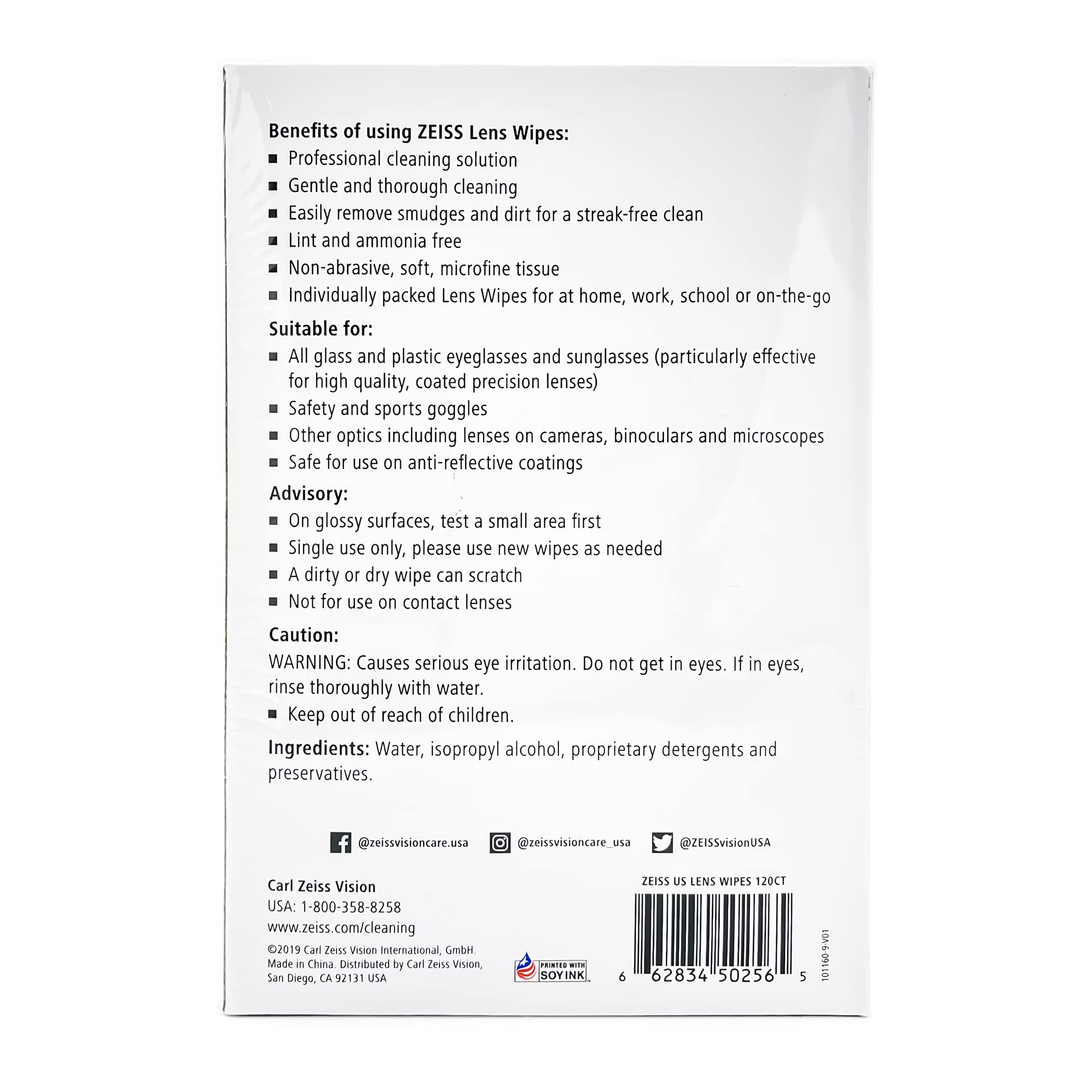 Using ZEISS wipes on eyeglasses