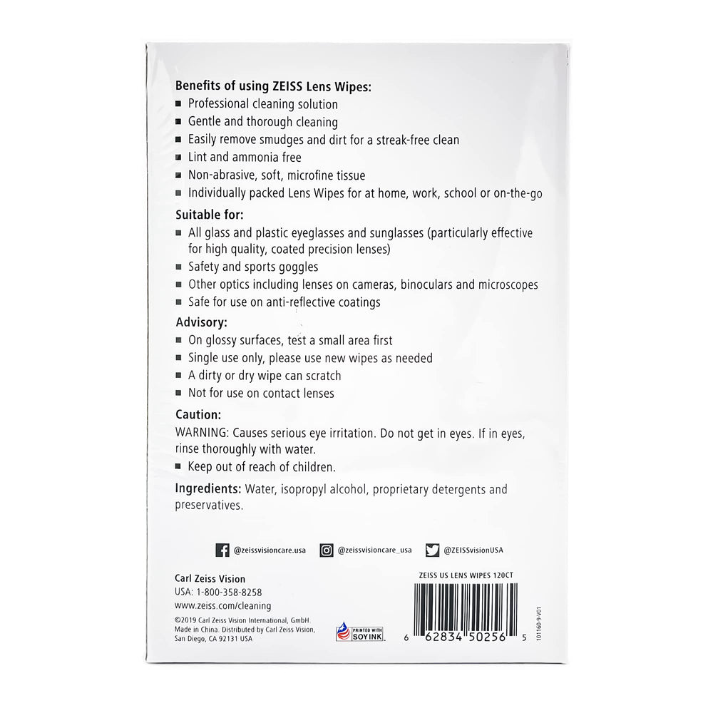 Using ZEISS wipes on eyeglasses