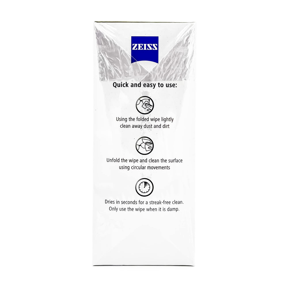 Close-up of a single ZEISS lens cleaning wipe