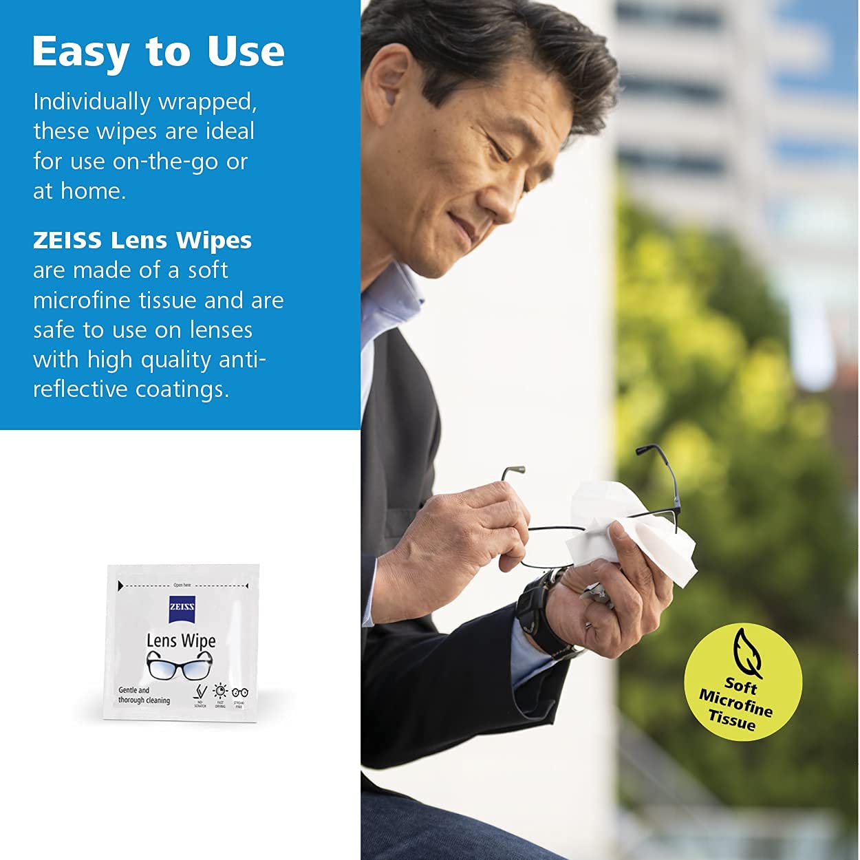 Wipes safe for coated glass surfaces