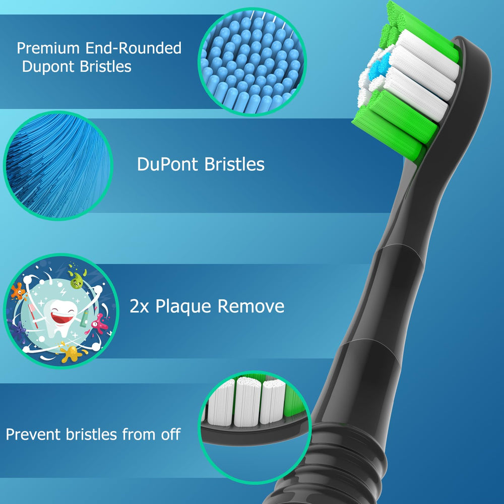 Zekuavi AquaSonic Vibe Series Pro replacement toothbrush heads - 8 pack