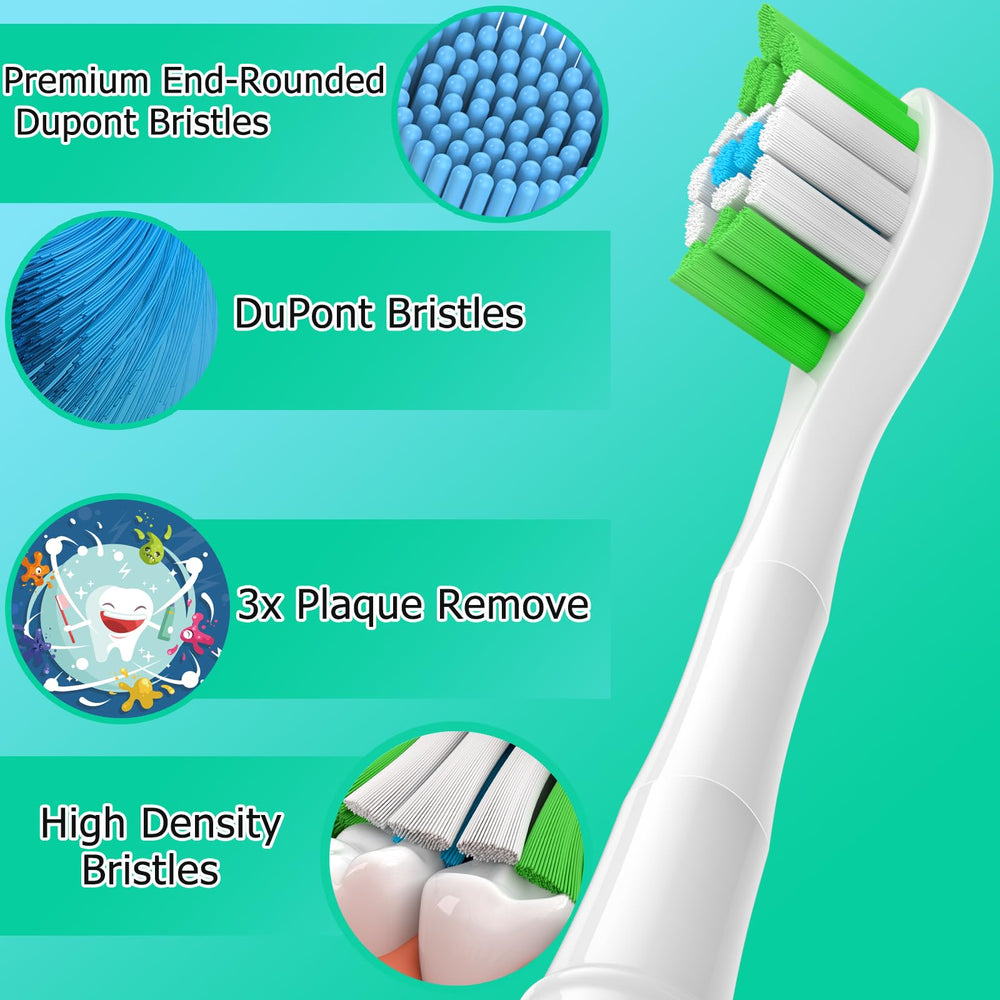 Close-up of bristle implant technology with copper sheets on brush head (white)