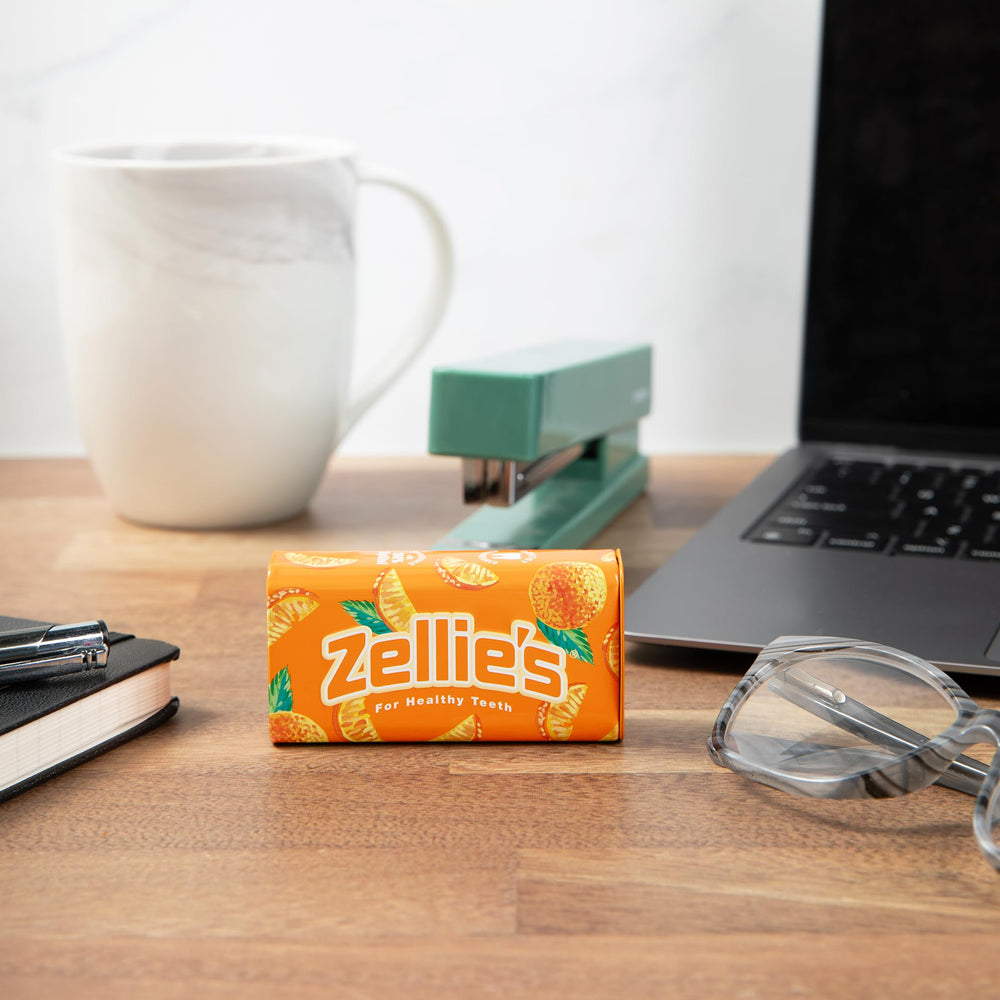 Zellies On-The-Go tin fits in a purse, bag, or backpack