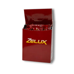 Zelux box front packaging with branding