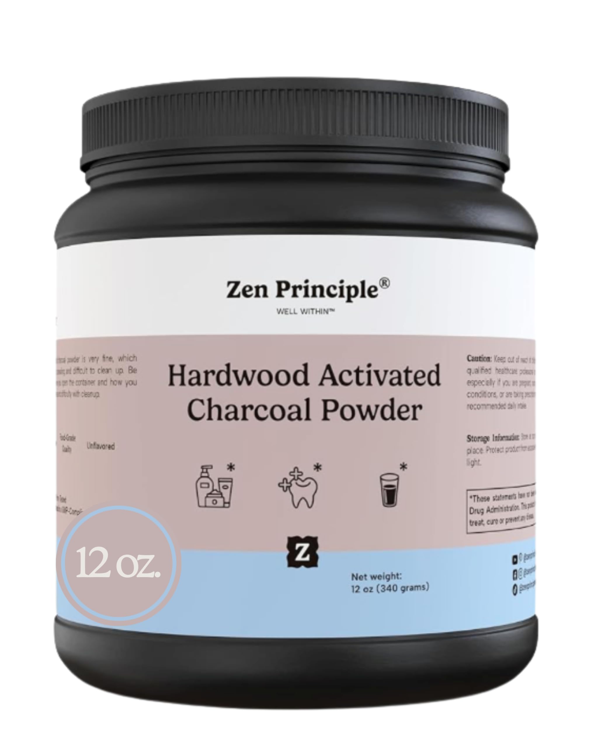 Zen Principle Activated Charcoal Powder container - 12 oz