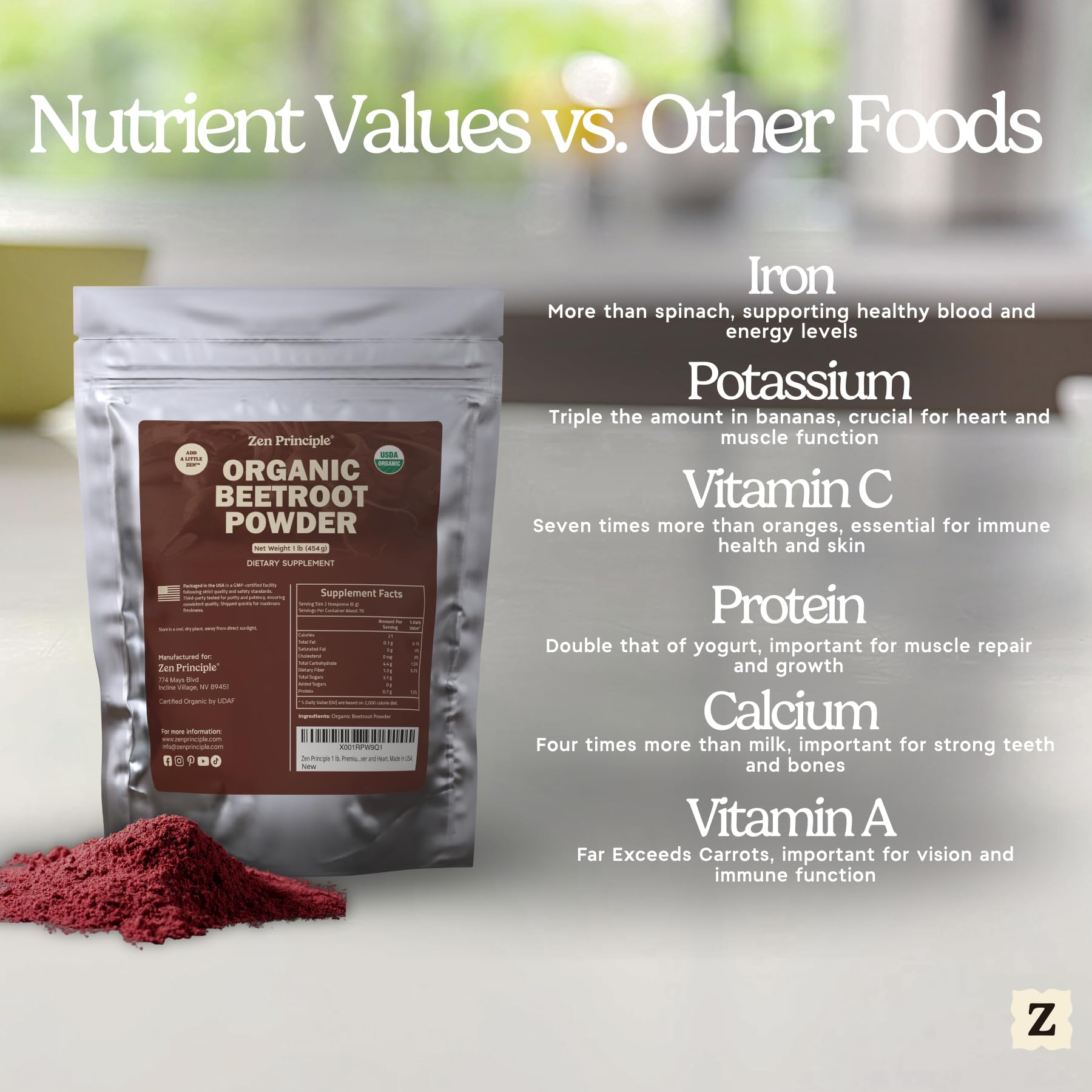 Close-up showing the fine texture of beetroot powder