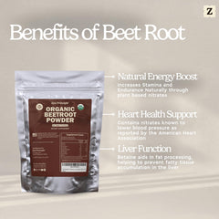 Close-up of Zen Principle beetroot powder label