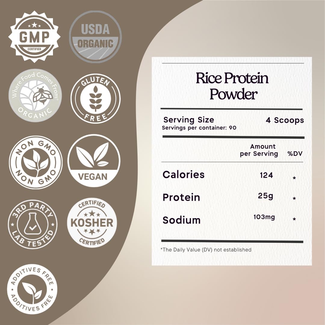 Zen Principle brown rice protein scoop showing powder for quick protein boost in shakes