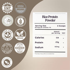 Zen Principle brown rice protein scoop showing powder for quick protein boost in shakes