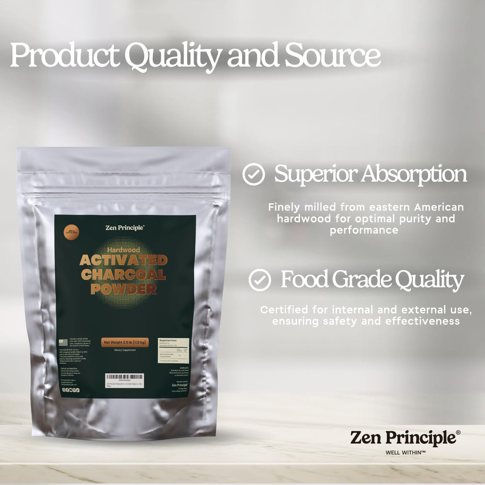 Charcoal powder used for skincare application