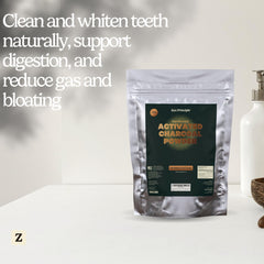 Activated charcoal powder used for teeth whitening