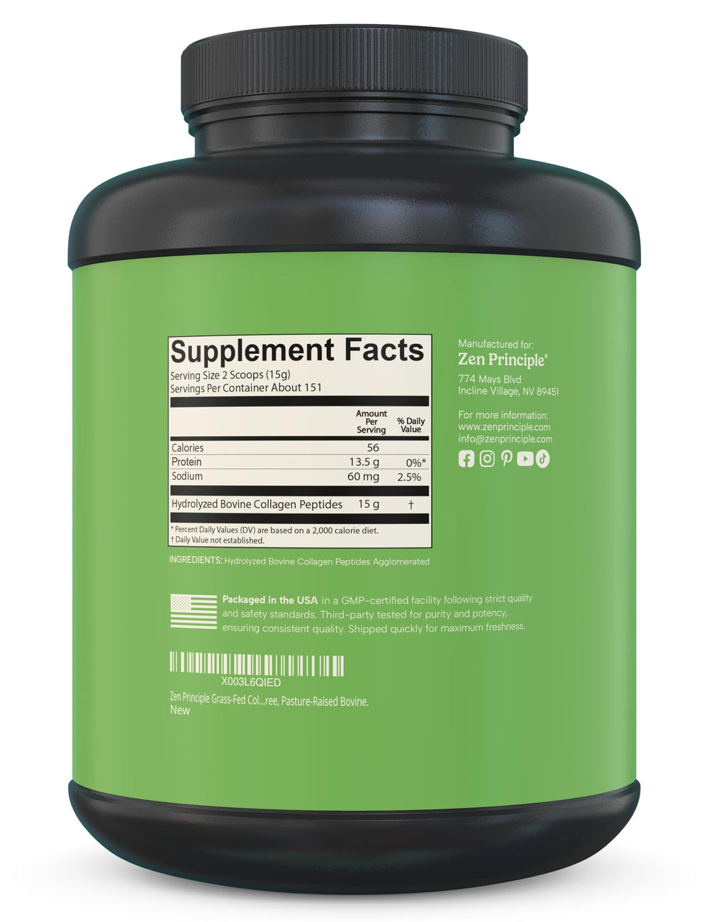 Close-up of the collagen label on the container