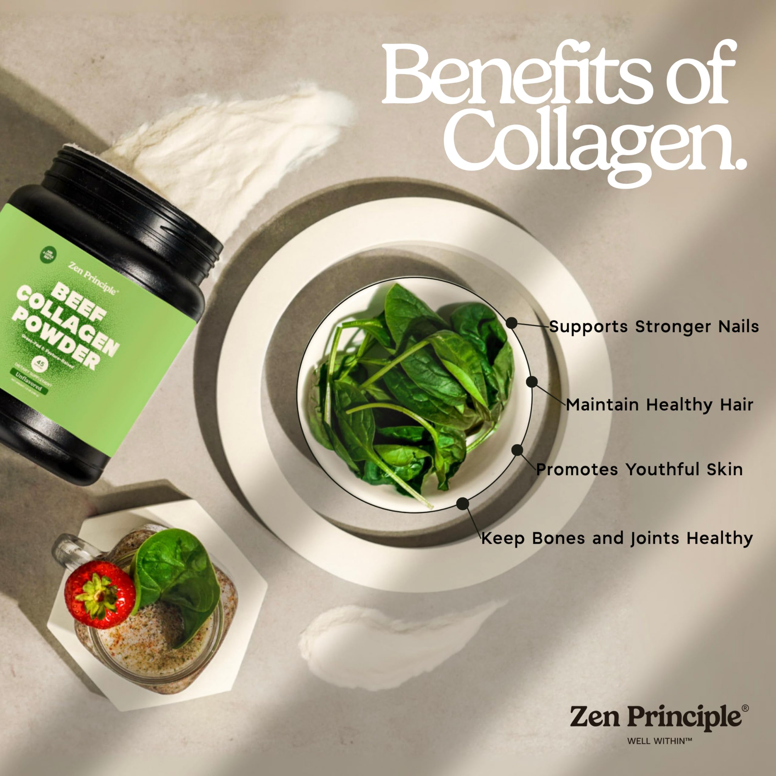 Collagen powder promoting hair, skin, nails and joint health