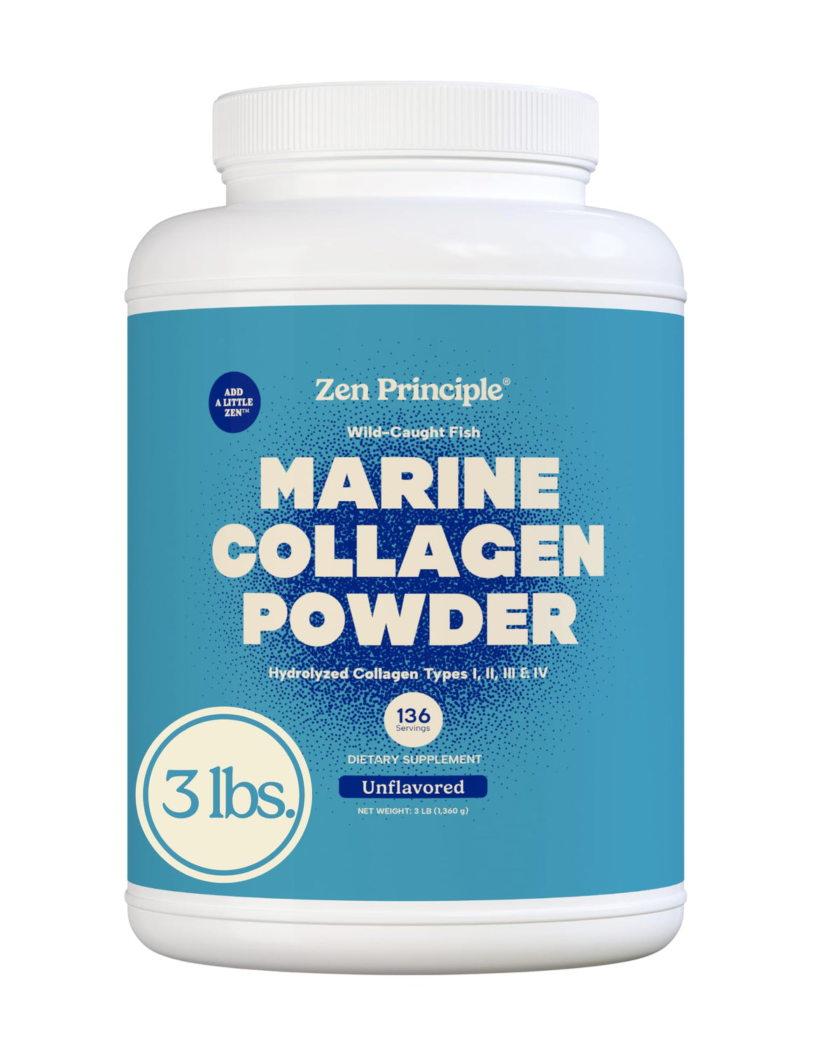 Front view of Zen Principle Marine Collagen Peptides Powder 3lb