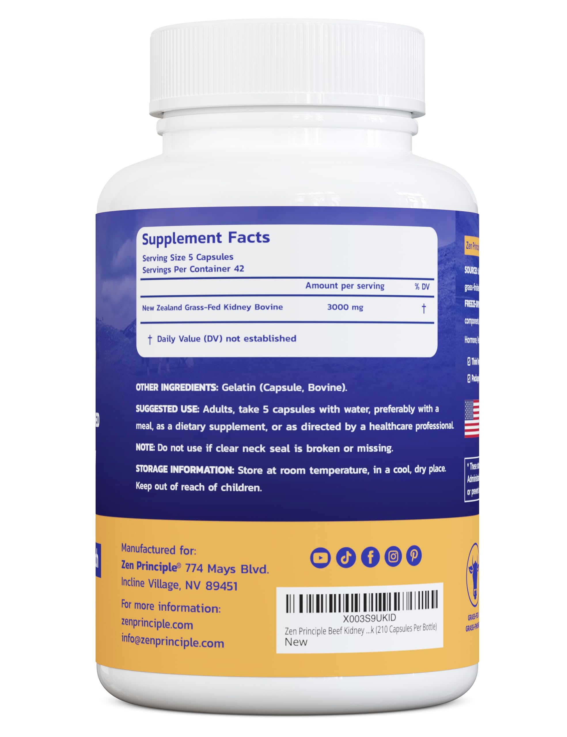 Kidney supplement with thyroid-support ingredients selenium and B12