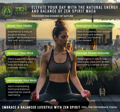 Back view of Zen Spirit Maca Root Powder Organic 8oz bag with label