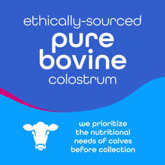 Ethically sourced bovine colostrum and collagen powder bottle