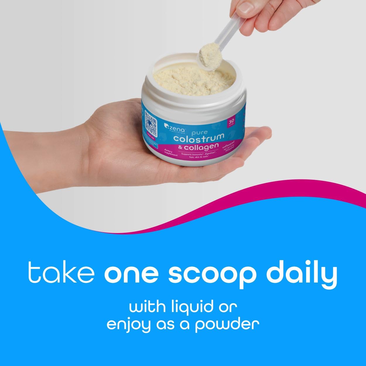 Prepared drink showing the powder's unflavored mix