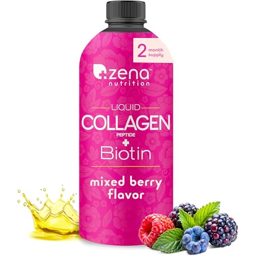 Liquid collagen bottle with mixed berry flavor