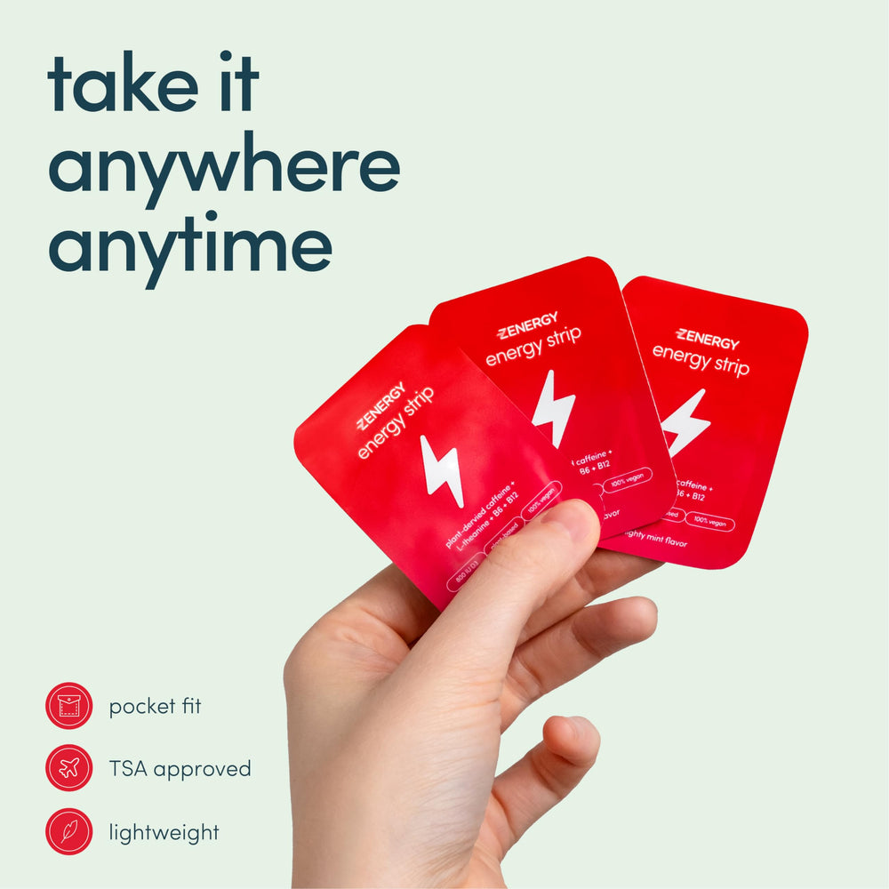 ZENERGY Mint Energy Strips serving image demonstrates ready-to-use energy boost.