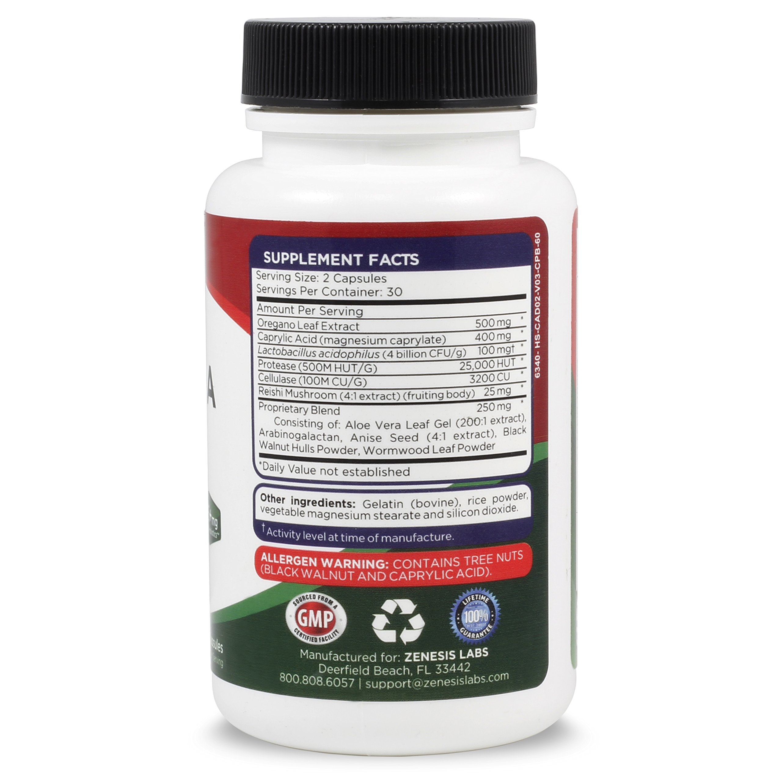 Close-up of Zenesis Candida Cleanse capsules