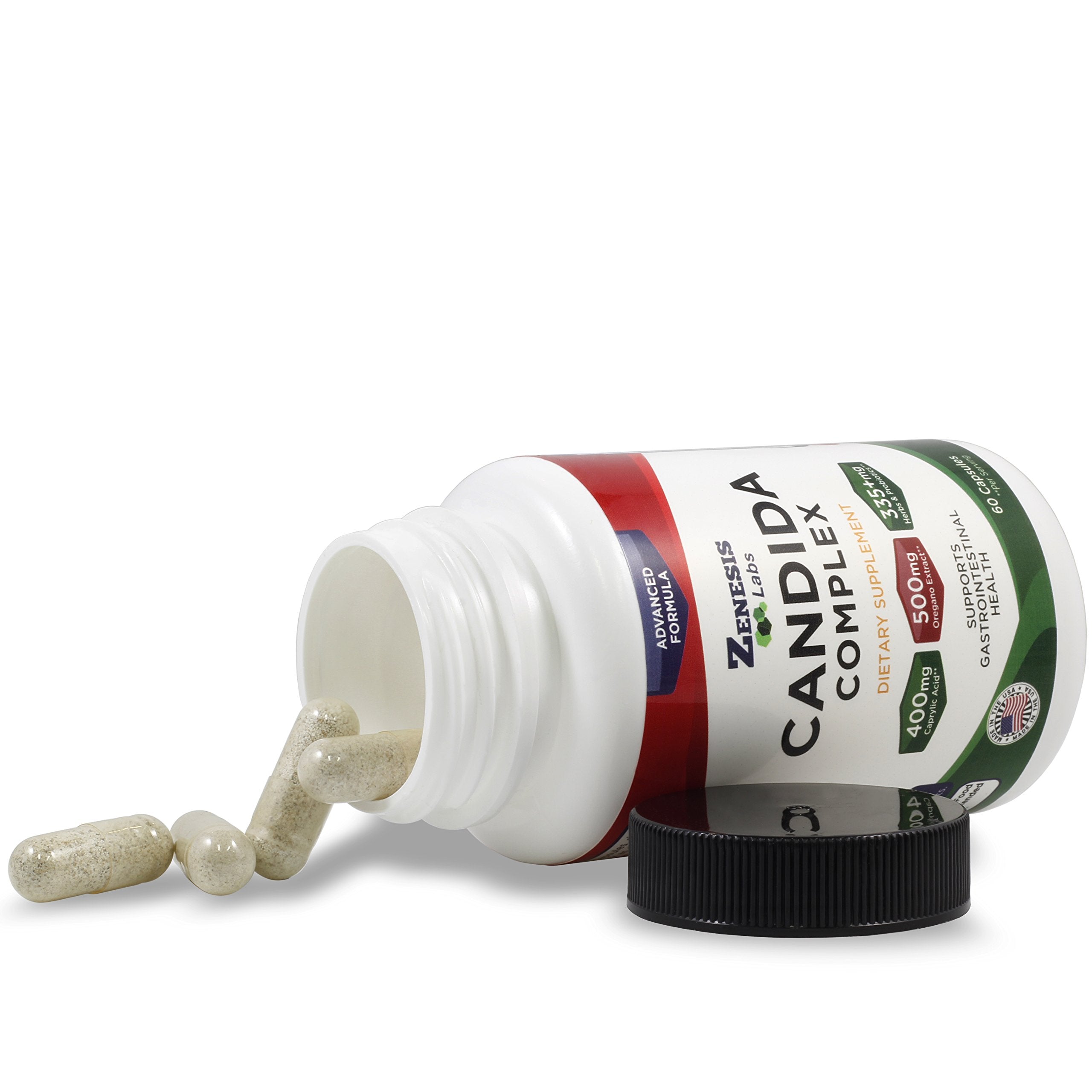 Zenesis Labs bottle beside a glass on a clean surface
