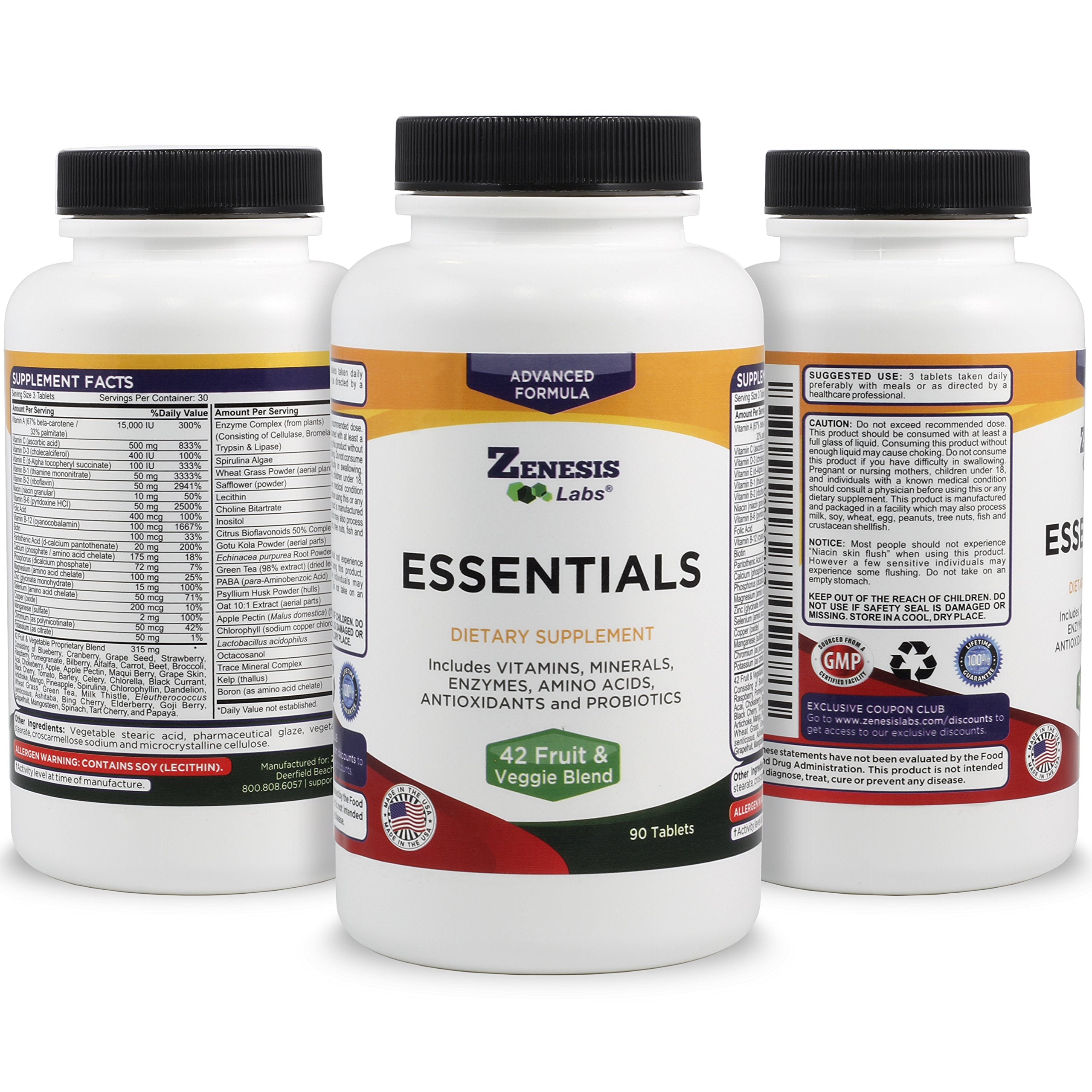 Vitamins minerals enzymes amino acids antioxidants and probiotics in Zenesis Essentials