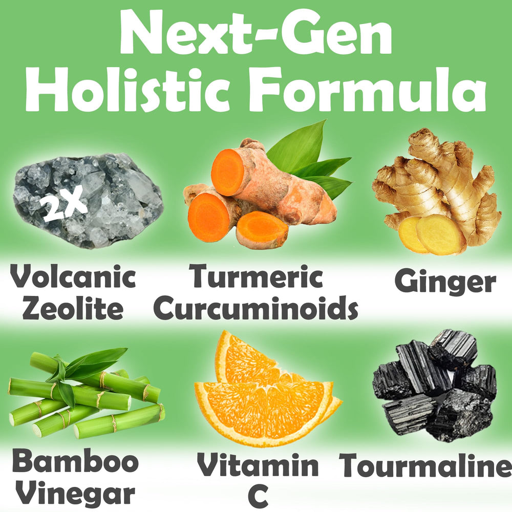 Product label showing 2x zeolite and natural ingredients