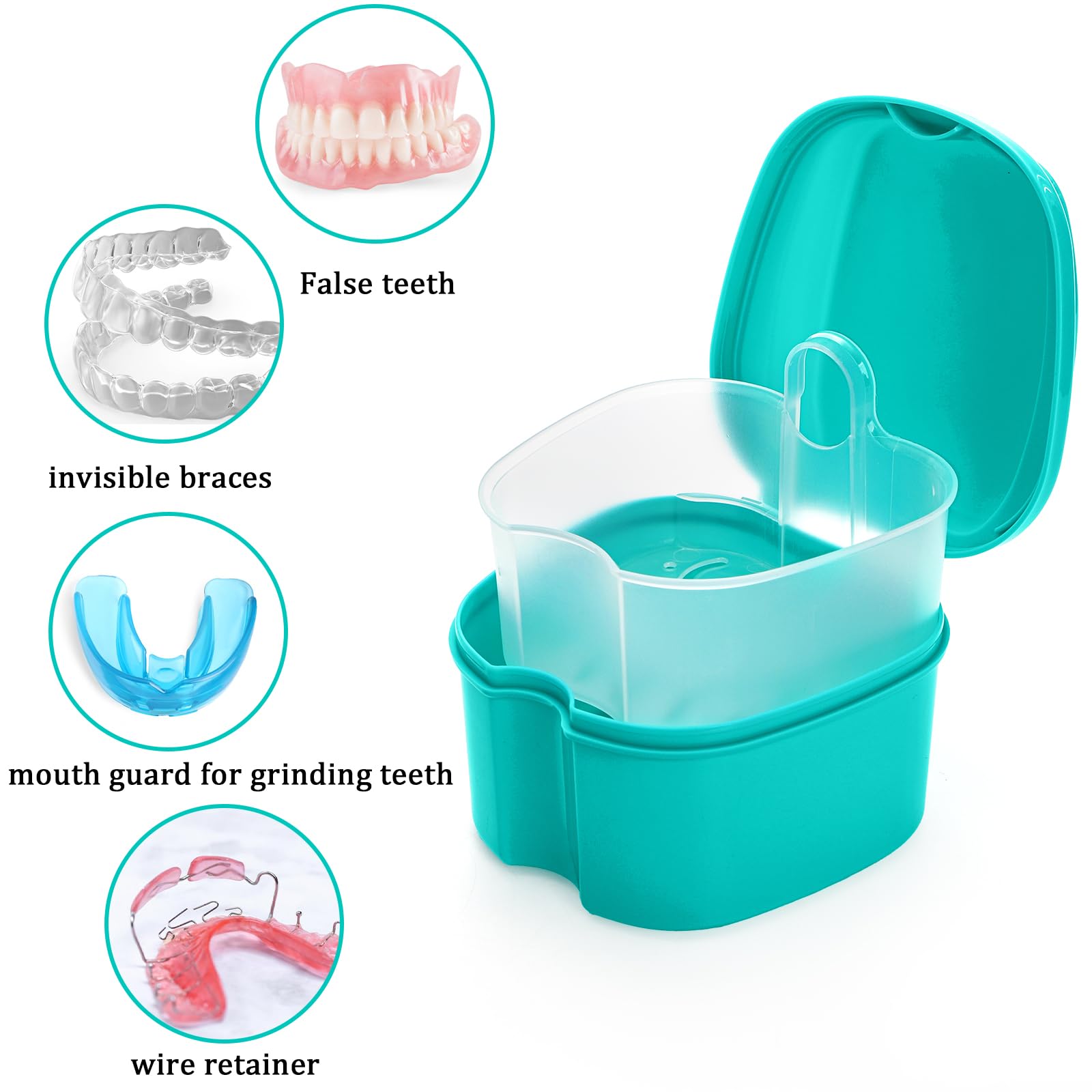 Denture case with strainer basket