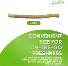 Six Miswak sticks laid out to show size and thickness
