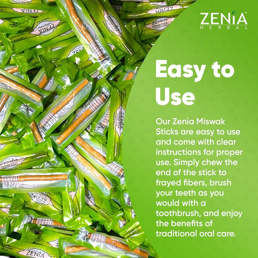 Usage: Zenia Miswak sticks demonstrating 6-inch length