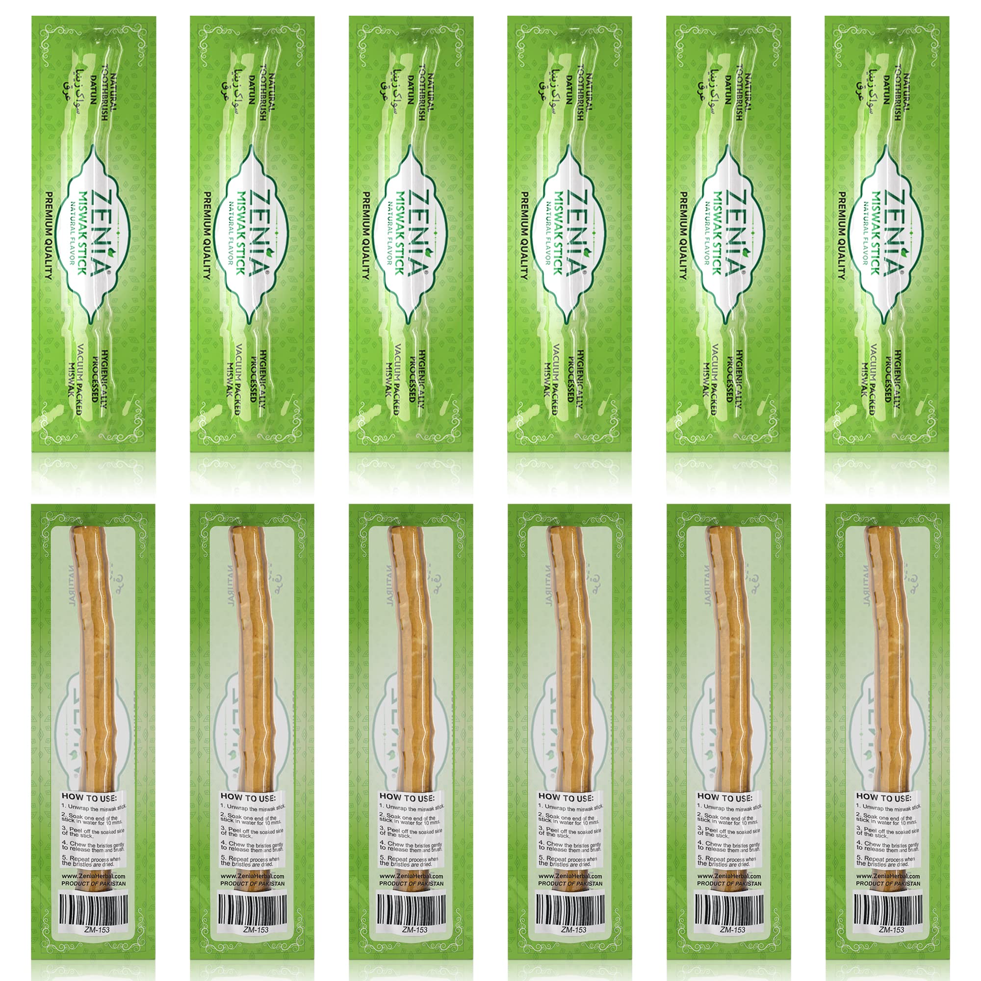 Zenia Sewak Miswak toothbrush sticks in vacuum-sealed packaging
