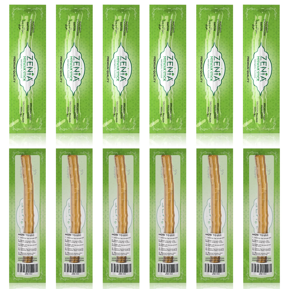 Zenia Sewak Miswak toothbrush sticks in vacuum-sealed packaging