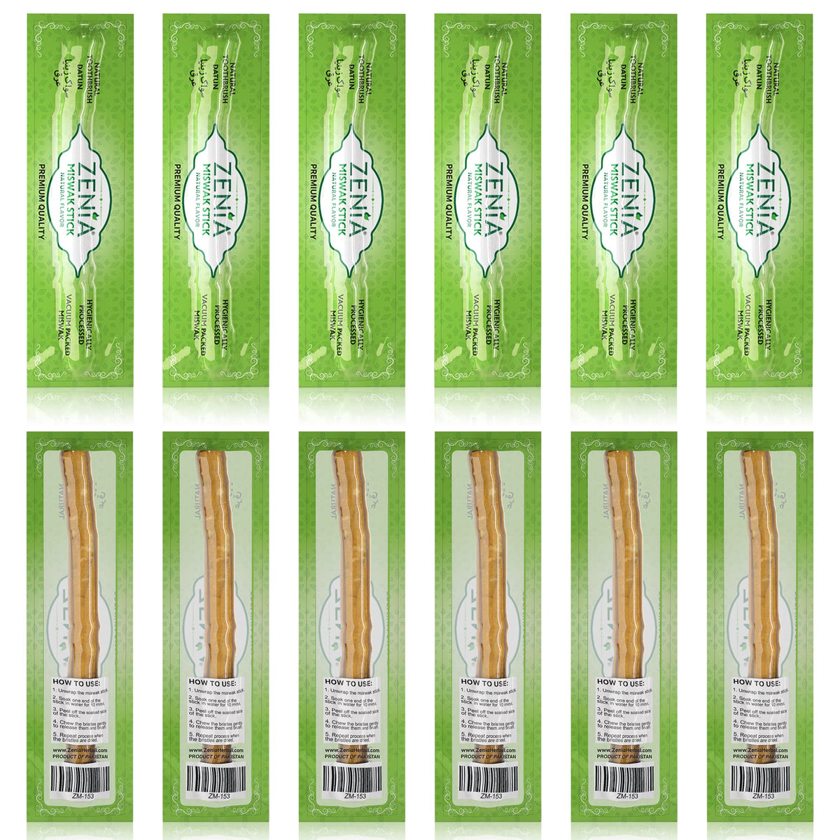 Zenia Sewak Miswak toothbrush sticks in vacuum-sealed packaging