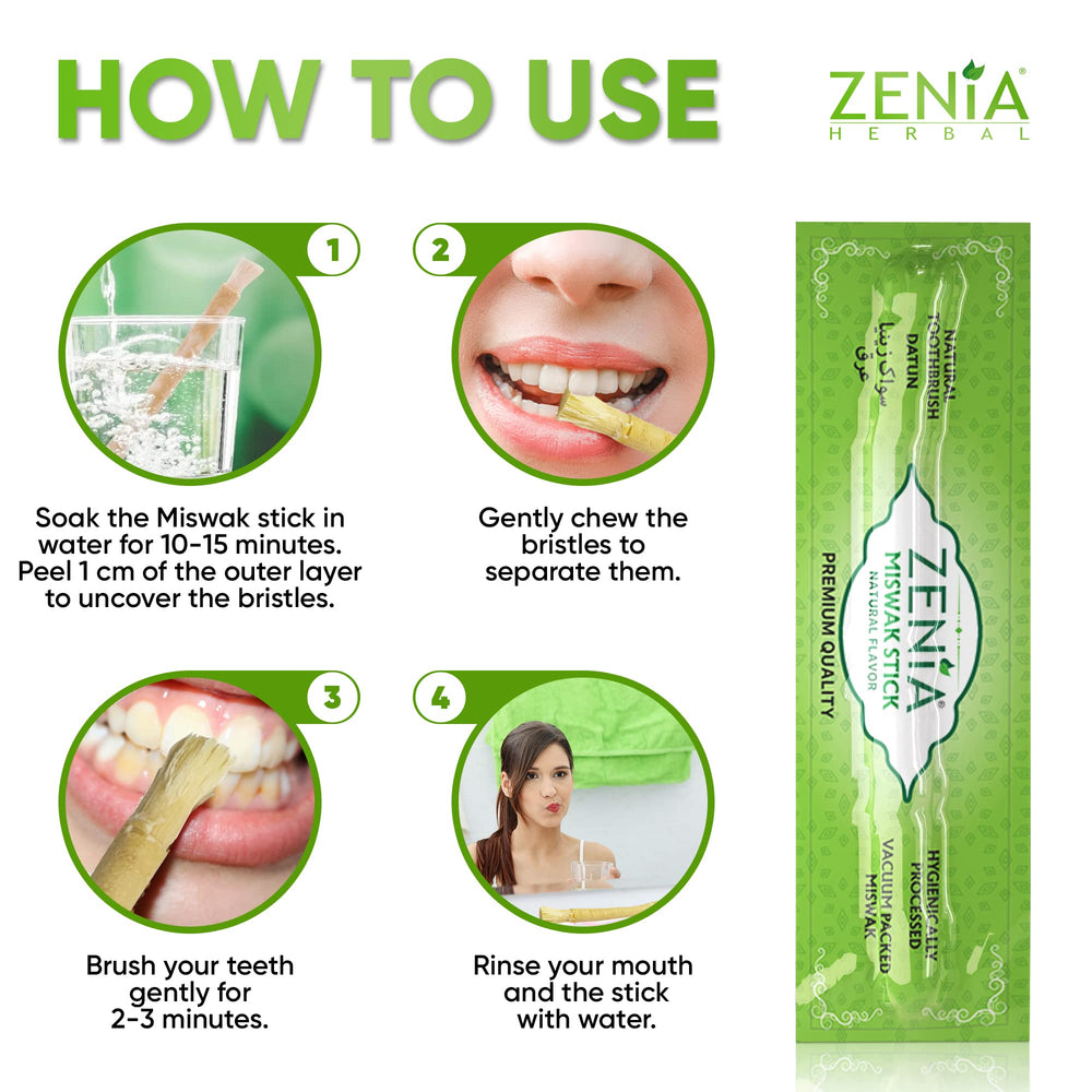 Pack of 12 Zenia Miswak sticks on white background