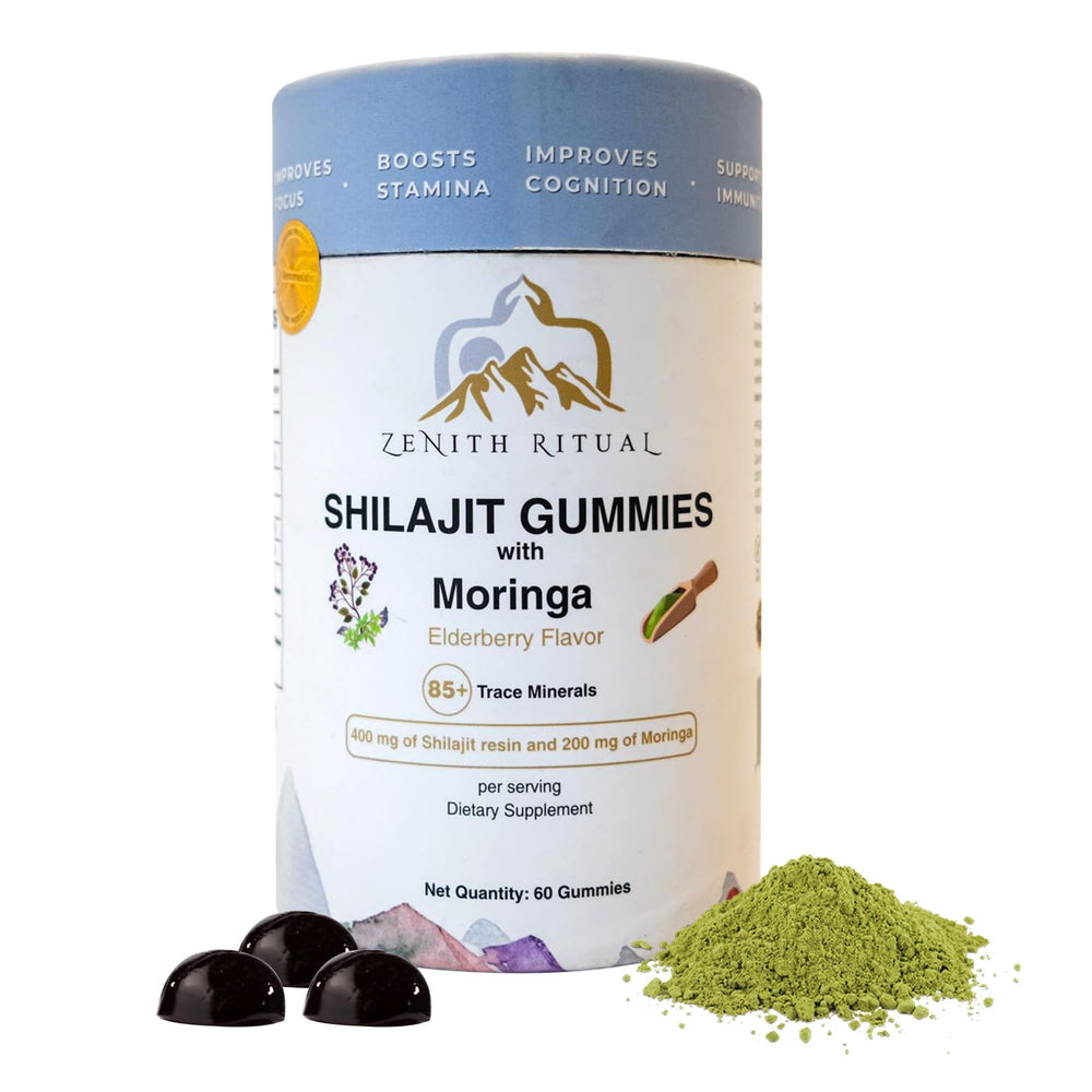 Zenith Ritual Shilajit and Moringa Gummies bottle label