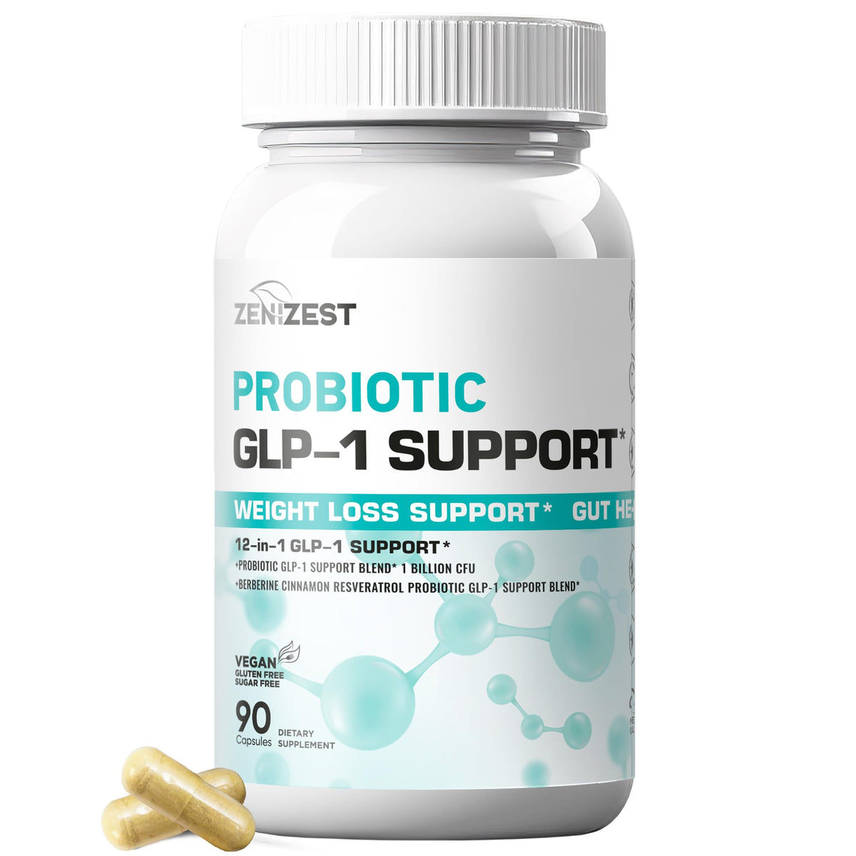 ZeniZest GLP-1 bottle showcasing appetite-control support for daily wellness.