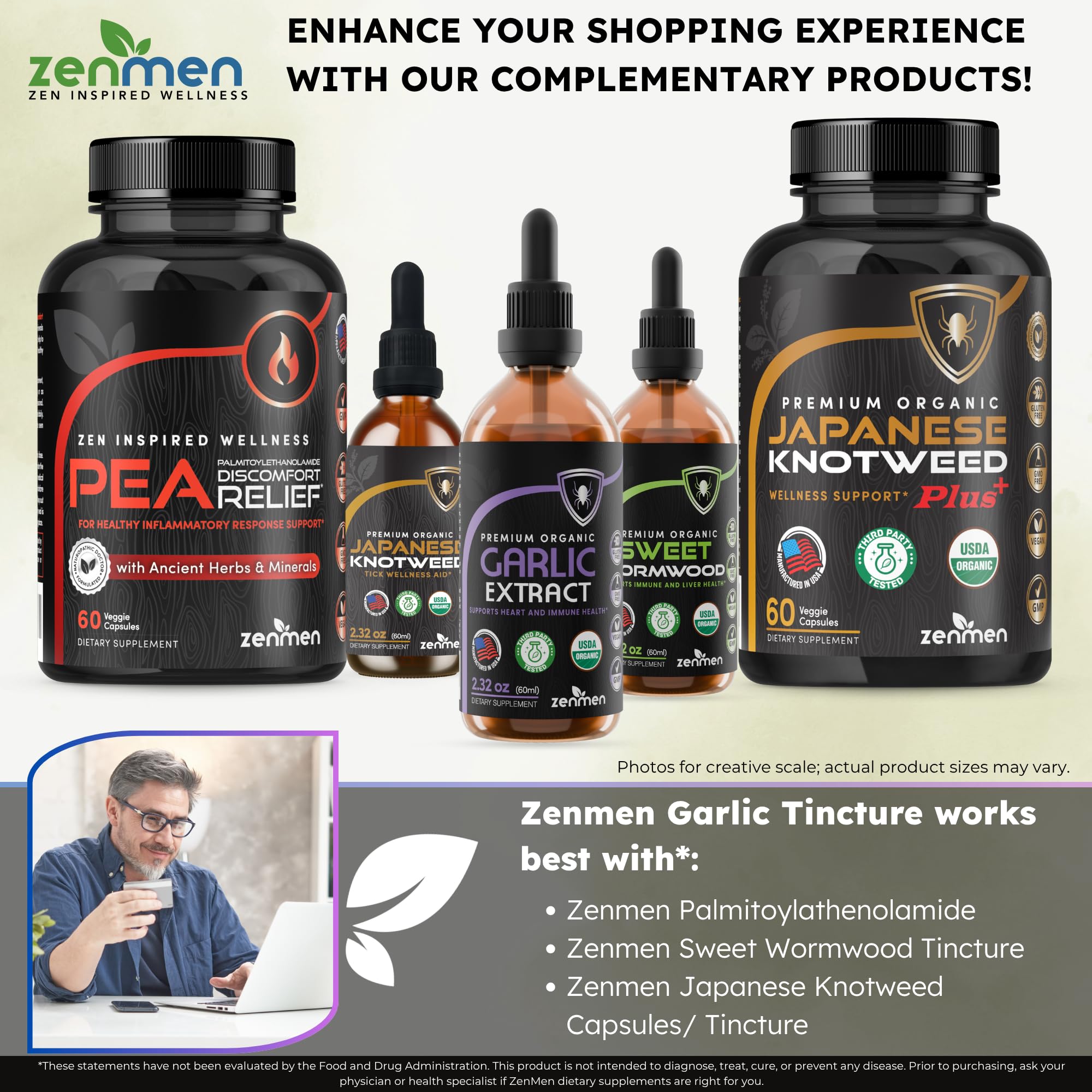 Zenmen Garlic Tincture packaging and return policy note