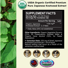 Dropper dispensing 1ml of Zenmen Knotweed tincture