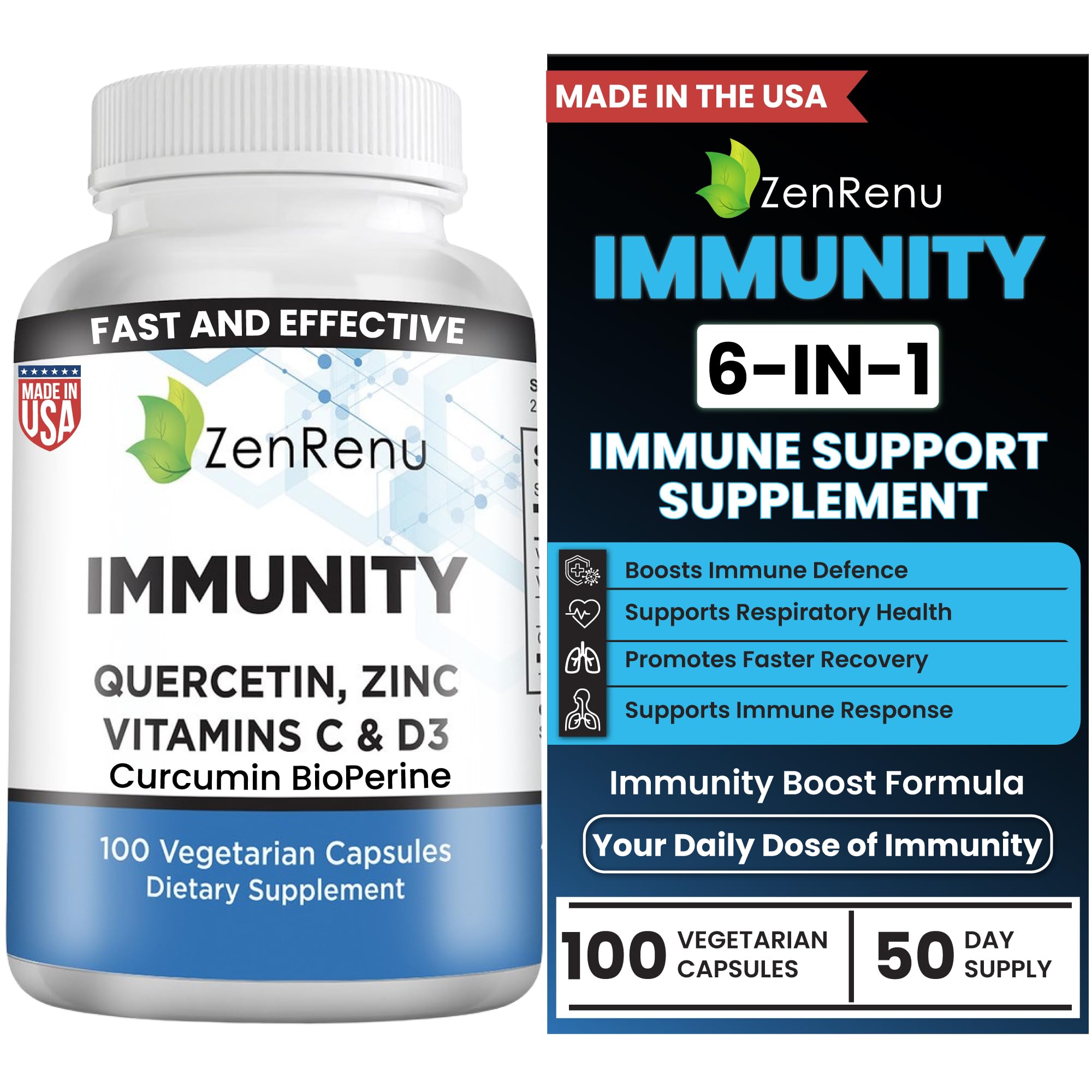 Front view of ZenRenu Immunity Quercetin 700mg bottle