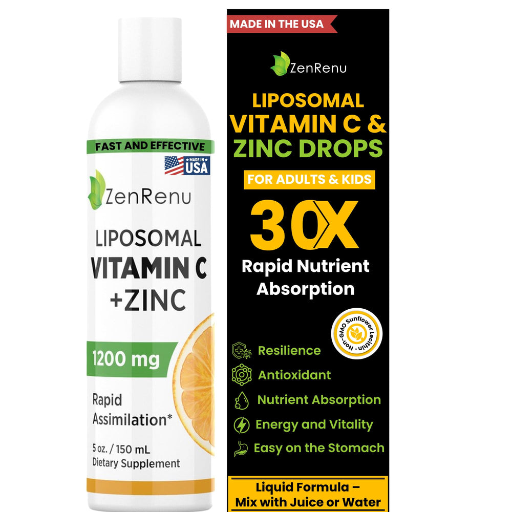 ZenRenu liposomal vitamin C and zinc liquid bottle, 5 oz (150 ml)